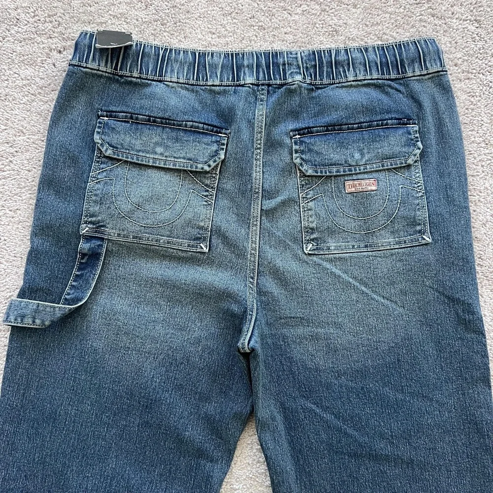 True Religion Vinny Ultra Baggy Carpenter Jeans Mens 36x33‎ Blue Drawstring